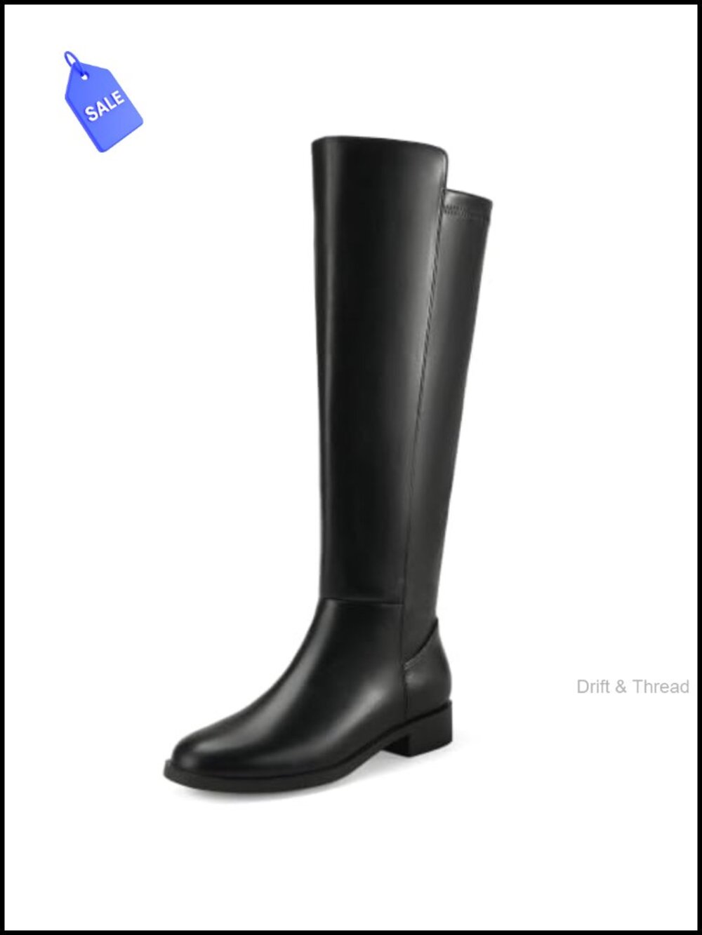 Flat Knee High Boots Round Toe Faux Leather Side Zip Comfort